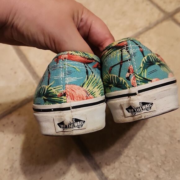 Vans Classic Skater Shoes Blue Green w/ Flamingos Men's 6.5 Women's 8 - Picture 6 of 8